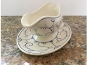White With Blue Gravy Boat