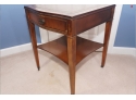 PAIR OF LEATHER BANDED SIDE TABLES(FOR RESTORATION)