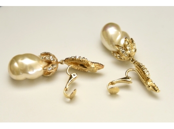Dangling Pearl Drop Earrings-Jewelry Lot #7