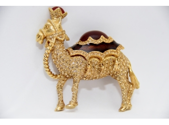 Vintage CINER Rhinestone Camel Brooch
