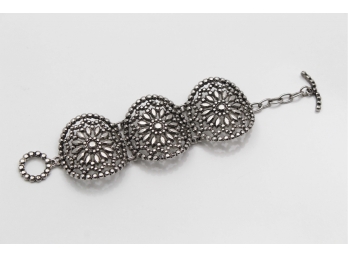 Silver Tone Flower Chain Bracelet