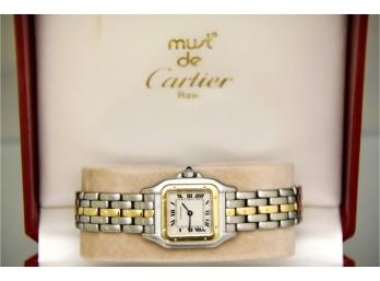 Authentic Cartier 'Panthere De Cartier' 18k Yellow Gold & Stainless Steel Watch Retail $8400