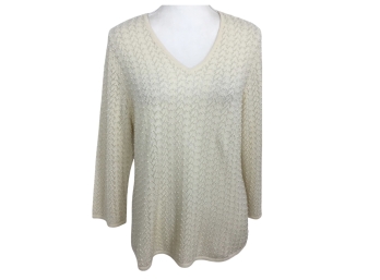L. Magnin Vintage 100 Percent Cashmere Sweater With Faux Pearls Size L