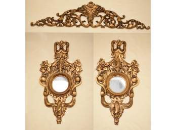 Large Mirrored Gold Wall Sconces 32' Long