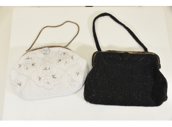 Pair Of Vintage French Chunn Art Deco Beaded Handbags