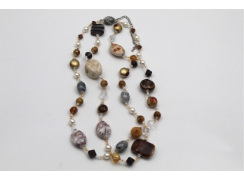 Long 20' Multi-Stone Beaded Necklace