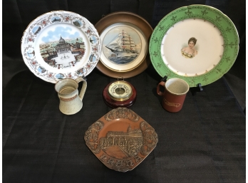 Vintage European Plates, Mugs, Clock