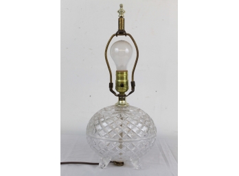 Vintage Footed Oval Cut Glass Table Lamp