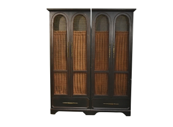 Pair Of Tall Vintage Ebony Wood Cabinets 33 X 12 X 84