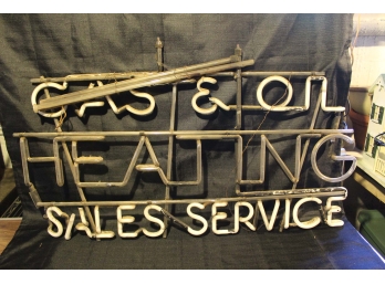 Retro Neon Gas & Oil Heating Service Sign