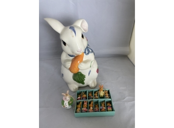Lot Includes Lenox Bunny Cookie Jar And Miniature Ceramic Bunnies