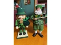 Christmas Lot Of Handcrafted Nutcrackers, Irish Santa And Nutcracker, Light Up Candles And Ornaments