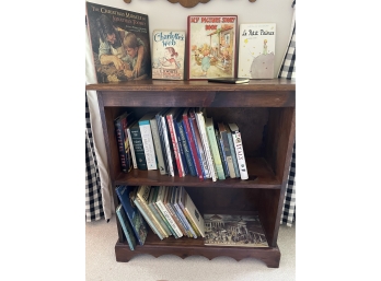 Various Books And Vintage Bookcase