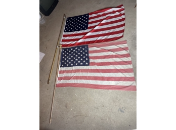 Two USA Hand Waving Flags