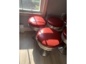 Set Of 6 Chrome Diner Or Bar Stools With Red Vinyl Seats