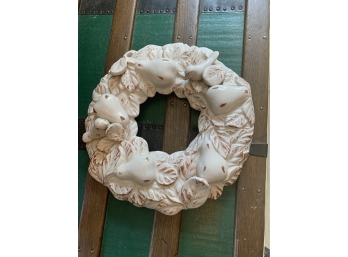 Decorative Porcelain Wreath, Partridges And Pears