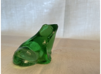 Green Art Glass Frog