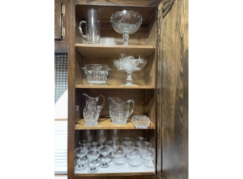 Assorted Crystal And Cut Glass 4 Shelf Lot