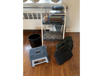 Step Ladder, Books, Bags, Pottery Lot