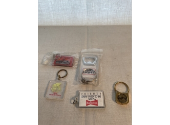 New And Used Keychain Lot Of 5- Oil- Gas- Beer