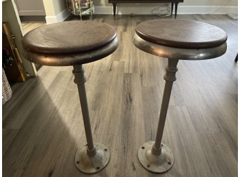 Antique Cast Iron And Wood Seat Bar Stools- From Bar In Bartlett, TX