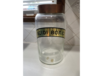 Antique Spanish Apothecary Jar Large Glass - Acidi Borici