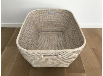 Large White Washed Woven Basket