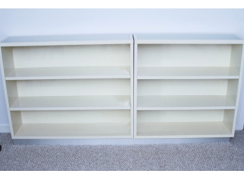 2 Pair Of Modern Bookshelves -  Cream Wood And Glass