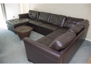 Espresso Colored Modern Leather Sectional