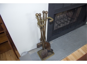 Set Of Brass Fireplace Tools