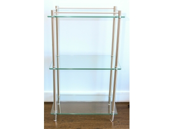Glass And Polished Nickel Bathroom Shelf - 3 Tier