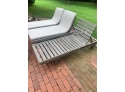 Set Of 3 Teak Lounge Chairs With Sand Colored Cushions