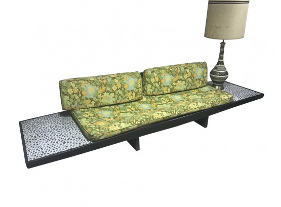 Mid Century Floating Sofa With Tile Ends