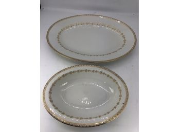 Fine China Platter With Veggie Bowl