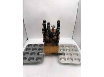 Knife Set And Muffin Pans