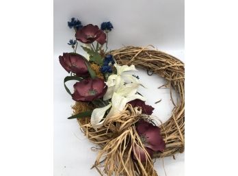 Decorative Wreath With Silk Floral Arrangement