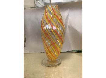 Twisted Glass Yellow Orange Vase