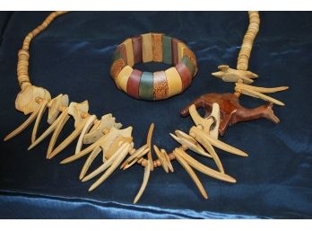 174-wood Carved Camel Necklace, Bracelet