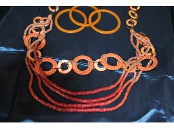 164 Orange Necklace And Bracelets