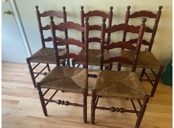 #54 Set Of 6 Rush Seat Dining Room Chairs