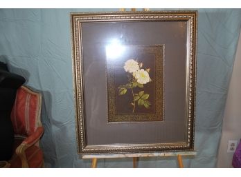 #98 White Rose Print Matted And Framed