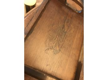 #129 Wooden Tray With Burnt Art Design