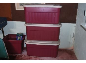 3 Large Rubber Maid Storage Tubs - 111