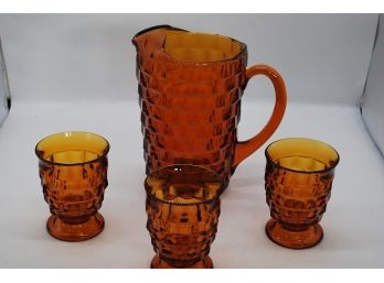 Amber Pitcher And Glasses - 77