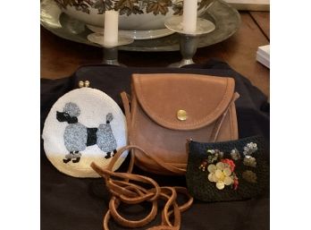 2 Beaded Change Purse And Small Leather Purse