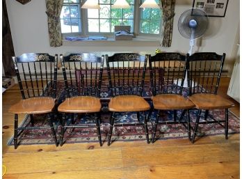 7 Hitchcock Thumb Back Windsor Style Chairs-335