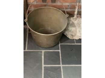 Antique Copper Bucket With Shovel And Broom-233