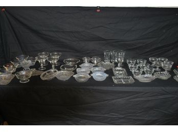 Large Table Lot Of Glass 46 Pieces