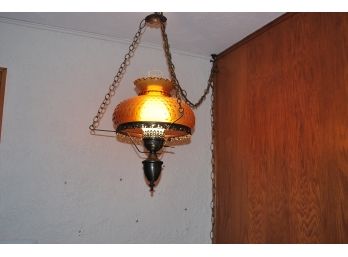 Gold Toned Glass Globe Hanging Lamp