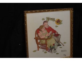 Framed And Matted Norman Rockwell Needlepoint